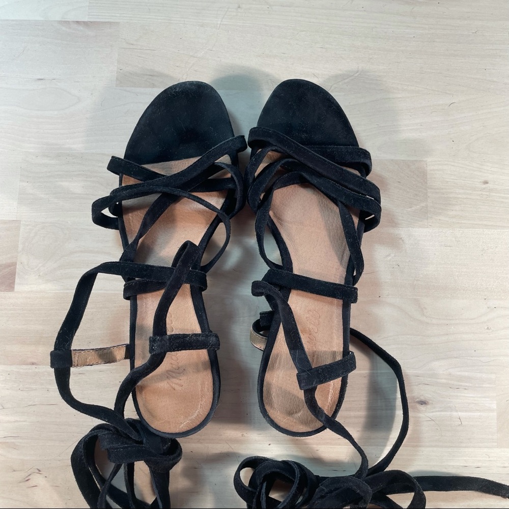 Madewell suede black strappy sandals